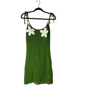 🌼 Crochet Daisy Spaghetti Strap Dress